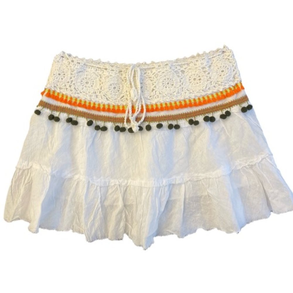 Boho White Mini Summer Skirt | Boho White Cover Up